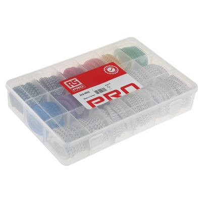 RS PRO Slide On Cable Marker Kit, Black, Blue, Brown, Green, Grey, Orange, Red, Violet, White, Yellow, Pre-printed "-,