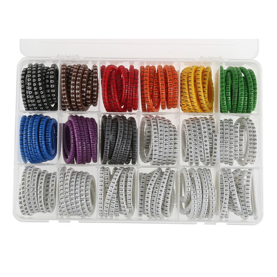 RS PRO Slide On Cable Marker Kit, Black, Blue, Brown, Green, Grey, Orange, Red, Violet, White, Yellow, Pre-printed "-,