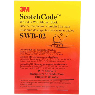 3M SWB -02 Adhesive Cable Marker Book, White, Pre-printed "Blank", 6 → 8mm Cable