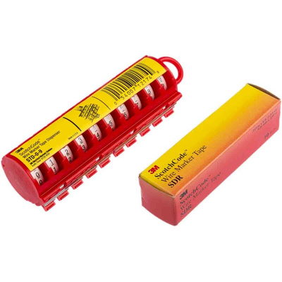 3M SDR Adhesive Cable Marker Kit, Red, Pre-printed "0 → 9"