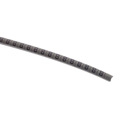 HellermannTyton Helagrip Slide On Cable Markers, Black on Grey, Pre-printed "8", 1 → 3mm Cable