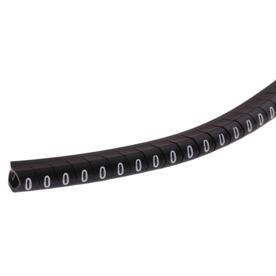 HellermannTyton Helagrip Slide On Cable Markers, White on Black, Pre-printed "0", 4 → 9mm Cable