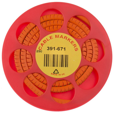 HellermannTyton Helagrip Slide On Cable Markers, Black on Orange, Pre-printed "3", 4 → 9mm Cable