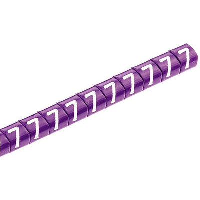 HellermannTyton Helagrip Slide On Cable Markers, White on Violet, Pre-printed "7", 4 → 9mm Cable