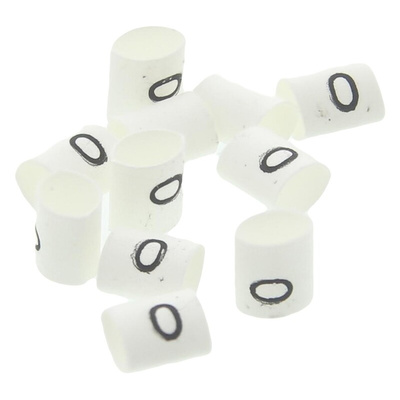 TE Connectivity Heat Shrink Cable Markers, White, Pre-printed "0", 1 → 3mm Cable
