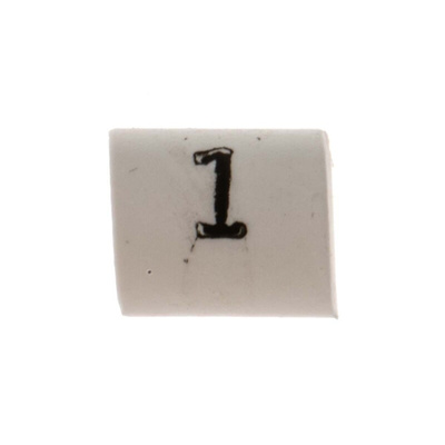 TE Connectivity Heat Shrink Cable Markers, White, Pre-printed "1", 1 → 3mm Cable