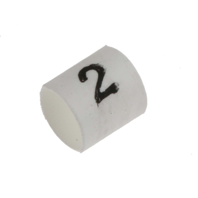 TE Connectivity Heat Shrink Cable Markers, White, Pre-printed "2", 1 → 3mm Cable