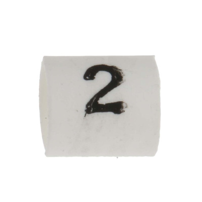TE Connectivity Heat Shrink Cable Markers, White, Pre-printed "2", 1 → 3mm Cable