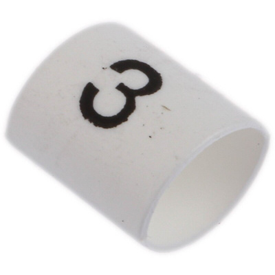 TE Connectivity Heat Shrink Cable Markers, White, Pre-printed "3", 1 → 3mm Cable