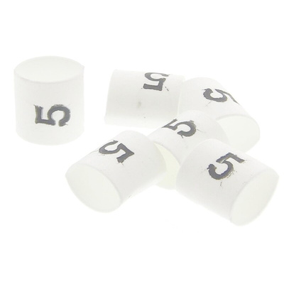 TE Connectivity Heat Shrink Cable Markers, White, Pre-printed "5", 1 → 3mm Cable