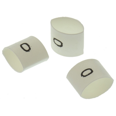 TE Connectivity Heat Shrink Cable Markers, White, Pre-printed "0", 2 → 6mm Cable