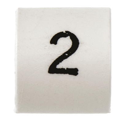 TE Connectivity Heat Shrink Cable Markers, White, Pre-printed "2", 2 → 6mm Cable