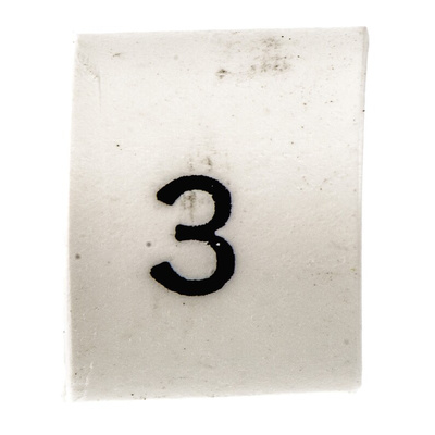 TE Connectivity Heat Shrink Cable Markers, White, Pre-printed "3", 2 → 6mm Cable