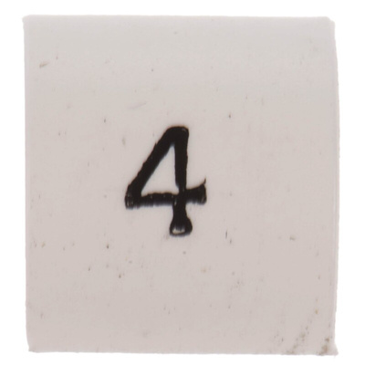 TE Connectivity Heat Shrink Cable Markers, White, Pre-printed "4", 2 → 6mm Cable
