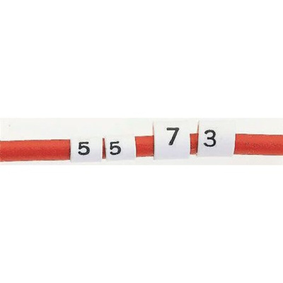 TE Connectivity Heat Shrink Cable Markers, White, Pre-printed "7", 2 → 6mm Cable