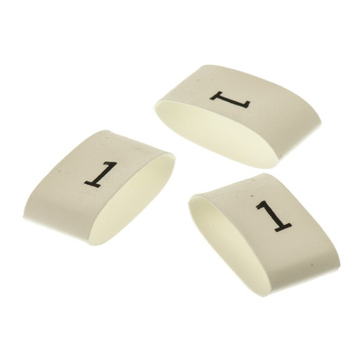 TE Connectivity Heat Shrink Cable Markers, White, Pre-printed "1", 4 → 12mm Cable