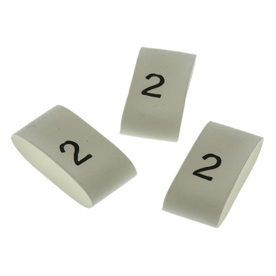 TE Connectivity Heat Shrink Cable Markers, White, Pre-printed "2", 4 → 12mm Cable