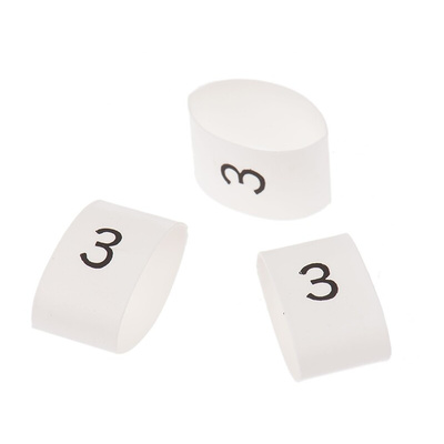 TE Connectivity Heat Shrink Cable Markers, White, Pre-printed "3", 4 → 12mm Cable