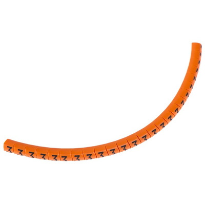 HellermannTyton Helagrip Slide On Cable Markers, Black on Orange, Pre-printed "3", 1 → 3mm Cable