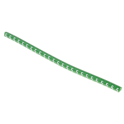 HellermannTyton Helagrip Slide On Cable Markers, White on Green, Pre-printed "5", 1 → 3mm Cable