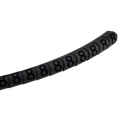 HellermannTyton Helagrip Slide On Cable Markers, Black on Grey, Pre-printed "8", 1 → 3mm Cable