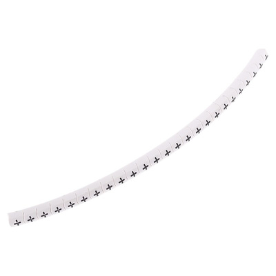 HellermannTyton Helagrip Slide On Cable Markers, Black on White, Pre-printed "+", 1 → 3mm Cable