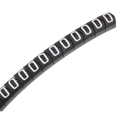 HellermannTyton Helagrip Slide On Cable Markers, White on Black, Pre-printed "0", 2 → 5mm Cable, for Cables &