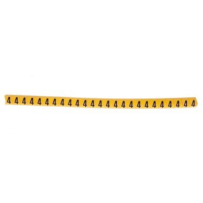 HellermannTyton Helagrip Slide On Cable Markers, Black on Yellow, Pre-printed "4", 2 → 5mm Cable