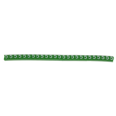 HellermannTyton Helagrip Slide On Cable Markers, White on Green, Pre-printed "5", 2 → 5mm Cable