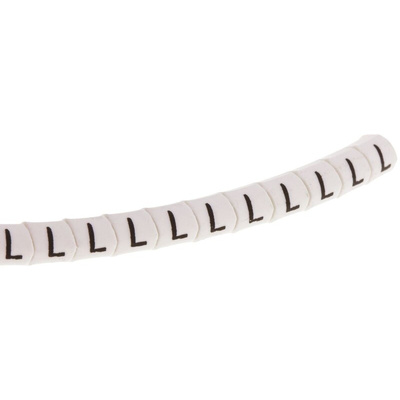 HellermannTyton Helagrip Slide On Cable Marker, Black on White, Pre-printed "L", 1 → 3mm Cable
