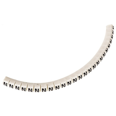 HellermannTyton Helagrip Slide On Cable Markers, Black on White, Pre-printed "N", 2 → 5mm Cable