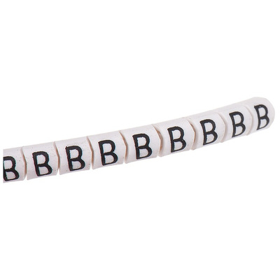 HellermannTyton Helagrip Slide On Cable Marker, Black on White, Pre-printed "B", 1 → 3mm Cable
