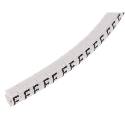 HellermannTyton Helagrip Slide On Cable Markers, Black on White, Pre-printed "F", 2 → 5mm Cable