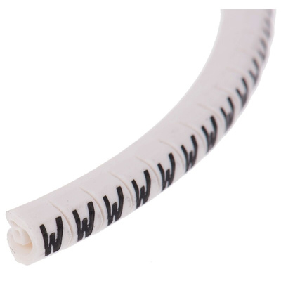 HellermannTyton Helagrip Slide On Cable Marker, Black on White, Pre-printed "W", 2 → 5mm Cable
