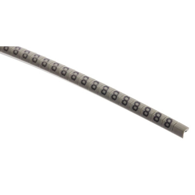 HellermannTyton Helagrip Slide On Cable Markers, Black on Grey, Pre-printed "8", 2 → 5mm Cable