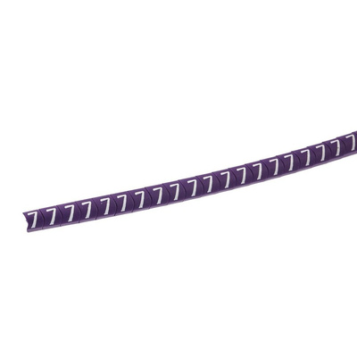 HellermannTyton Helagrip Slide On Cable Markers, White on Violet, Pre-printed "7", 2 → 5mm Cable