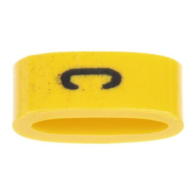 HellermannTyton Ovalgrip Slide On Cable Markers, Black on Yellow, Pre-printed "C", 2.5 → 6mm Cable