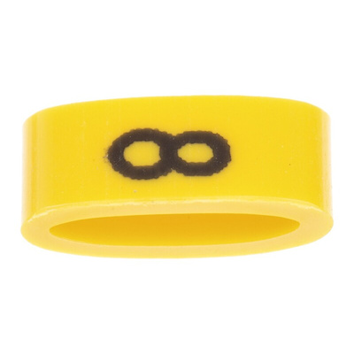 HellermannTyton Ovalgrip Slide On Cable Markers, Black on Yellow, Pre-printed "8", 2.5 → 6mm Cable