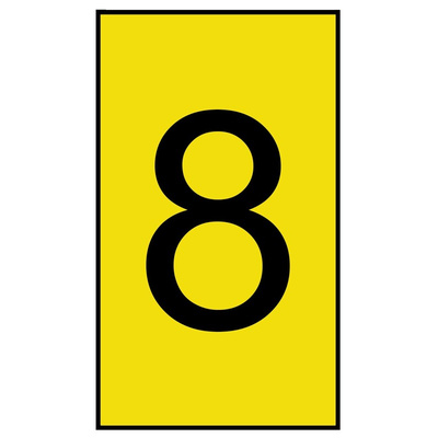HellermannTyton Ovalgrip Slide On Cable Markers, Black on Yellow, Pre-printed "8", 2.5 → 6mm Cable