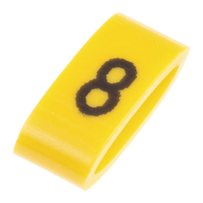HellermannTyton Ovalgrip Slide On Cable Markers, Black on Yellow, Pre-printed "8", 2.5 → 6mm Cable