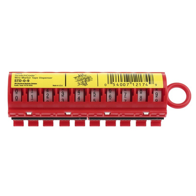 3M ScotchCode™ Adhesive Cable Marker Kit, White, Pre-printed "0 → 9"
