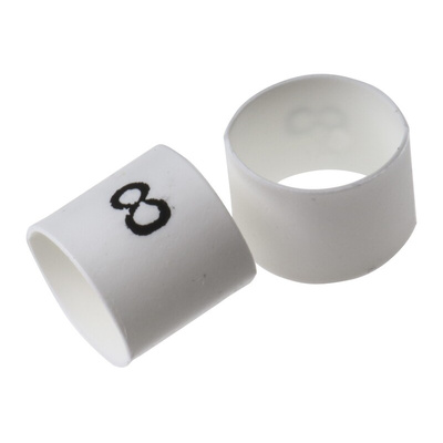 TE Connectivity TRSA Heat Shrink Cable Markers, White, Pre-printed "+, 0 → 9, A, B, C, Earth", 2 → 6mm
