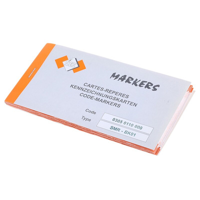 SES Sterling Adhesive Cable Marker Book, Black on White, Pre-printed "0 → 9"