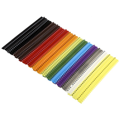 JLP PLIO®-CLIP Clip On Cable Markers, assorted colours, Pre-printed "-, +, 0 → 9", 2.2 → 3.6mm Cable