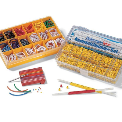 HellermannTyton Helagrip Slide On Cable Marker Kit, Black, Blue, Brown, Green, Grey, Orange, Red, Violet, White,