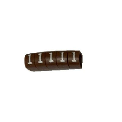 RS PRO Slide On Cable Marker, White on Brown, Pre-printed "1", 3 → 4.2mm Cable