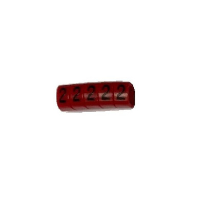 RS PRO Slide On Cable Marker, Black on Red, Pre-printed "2", 3 → 4.2mm Cable