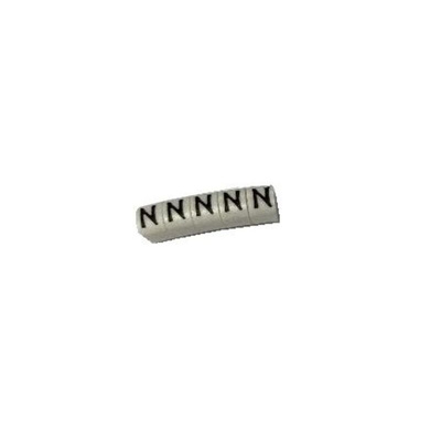 RS PRO Slide On Cable Marker, Black on White, Pre-printed "N", 3 → 4.2mm Cable
