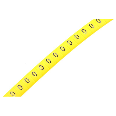 HellermannTyton Ovalgrip Slide On Cable Markers, Black on Yellow, Pre-printed "0", 1.7 → 3.6mm Cable