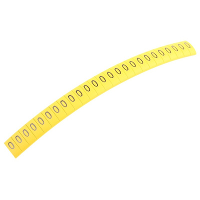 HellermannTyton Ovalgrip Slide On Cable Markers, Black on Yellow, Pre-printed "0", 2.5 → 6mm Cable